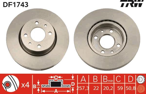 TRW DF1743 - Disque de frein cwaw.fr