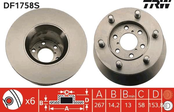 TRW DF1758S - Disque de frein cwaw.fr