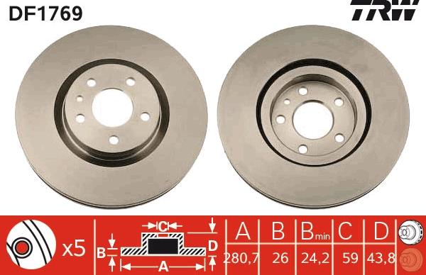 TRW DF1769 - Disque de frein cwaw.fr