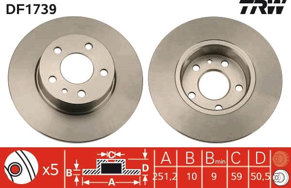 TRW DF1739 - Disque de frein cwaw.fr