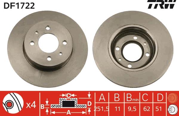 TRW DF1722 - Disque de frein cwaw.fr