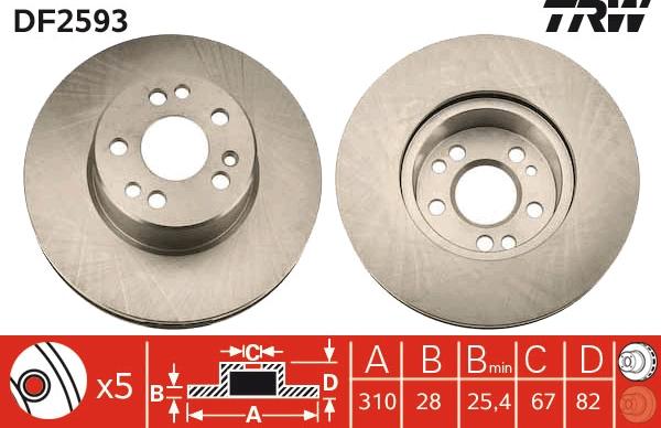 TRW DF2593 - Disque de frein cwaw.fr