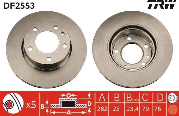 TRW DF2553 - Disque de frein cwaw.fr