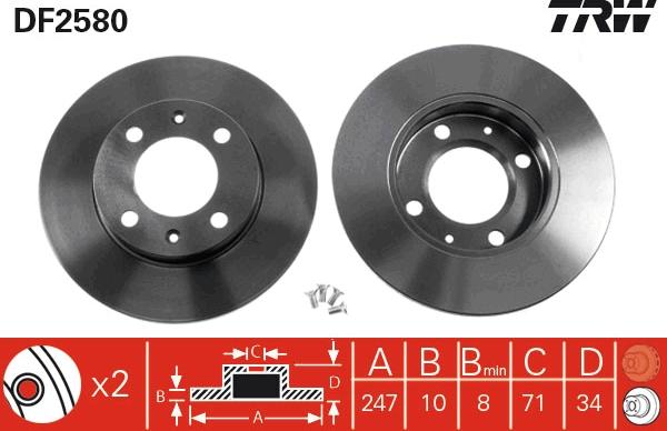 TRW DF2580 - Disque de frein cwaw.fr