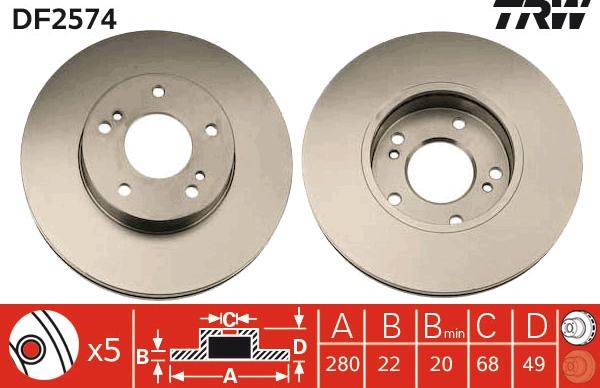 TRW DF2574 - Disque de frein cwaw.fr