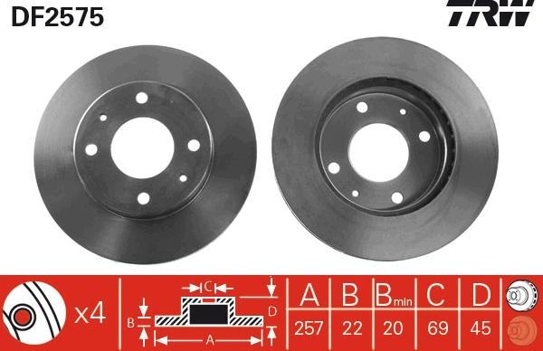 TRW DF2575 - Disque de frein cwaw.fr