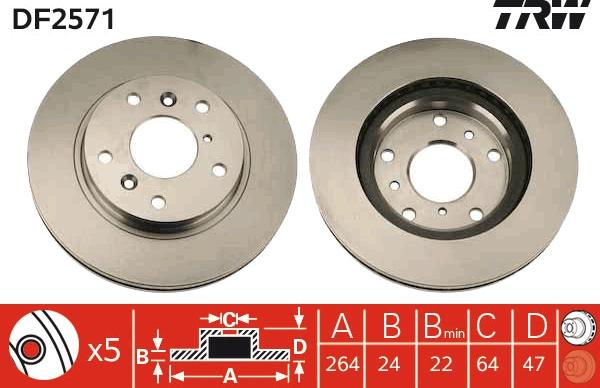 TRW DF2571 - Disque de frein cwaw.fr