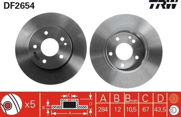 TRW DF2654 - Disque de frein cwaw.fr