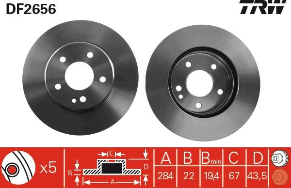 TRW DF2656 - Disque de frein cwaw.fr