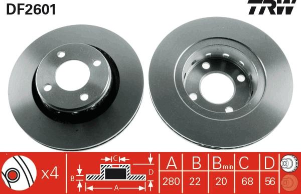 TRW DF2601 - Disque de frein cwaw.fr