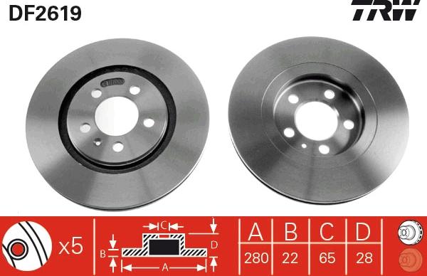 TRW DF2619 - Disque de frein cwaw.fr