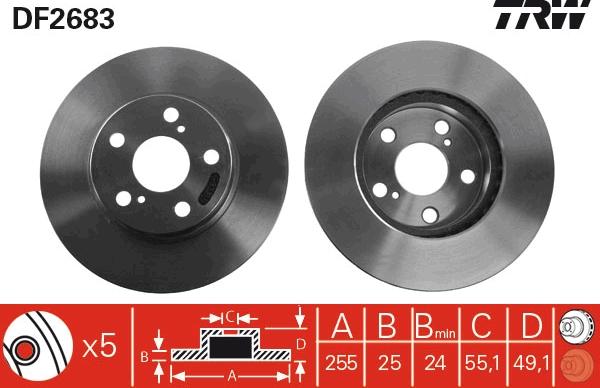 TRW DF2683 - Disque de frein cwaw.fr