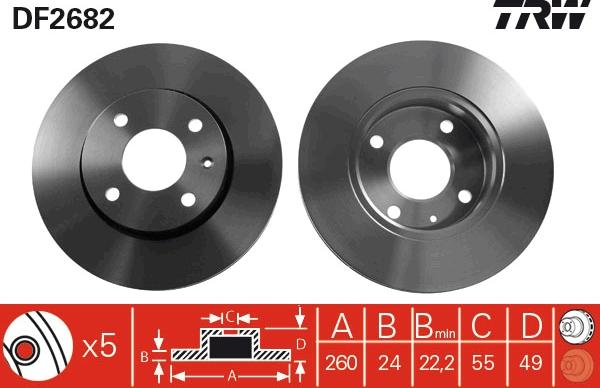 TRW DF2682 - Disque de frein cwaw.fr