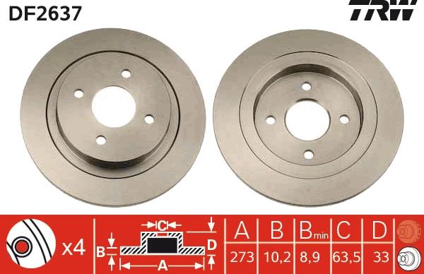 TRW DF2637 - Disque de frein cwaw.fr