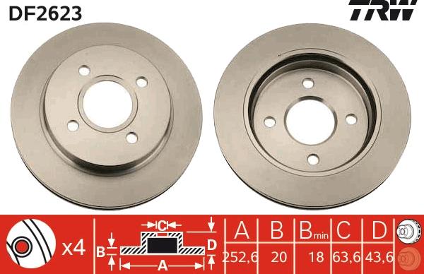 TRW DF2623 - Disque de frein cwaw.fr