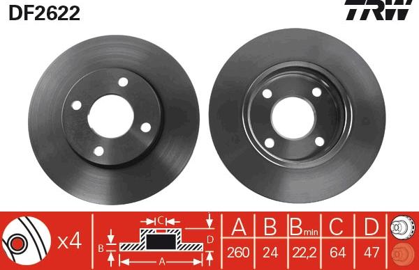 TRW DF2622 - Disque de frein cwaw.fr