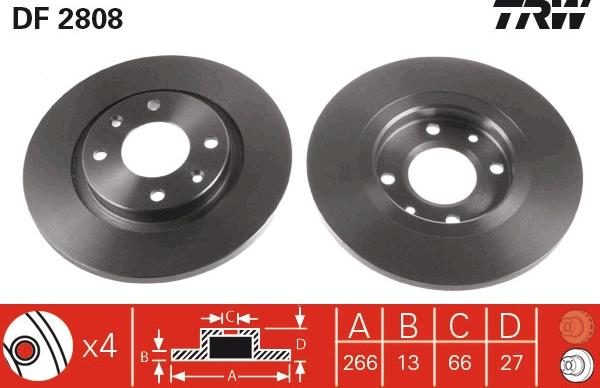 TRW DF2808 - Disque de frein cwaw.fr