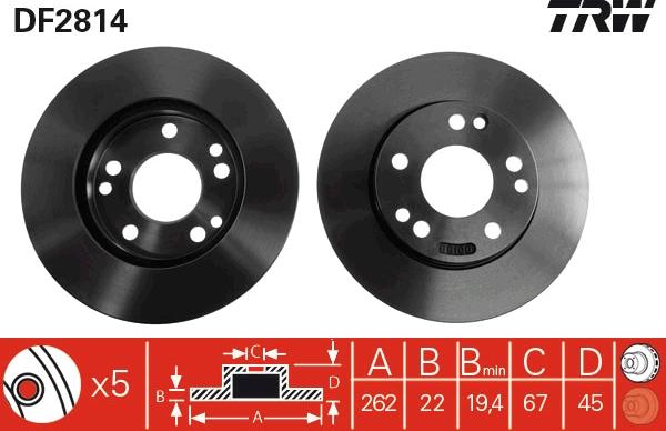 TRW DF2814 - Disque de frein cwaw.fr