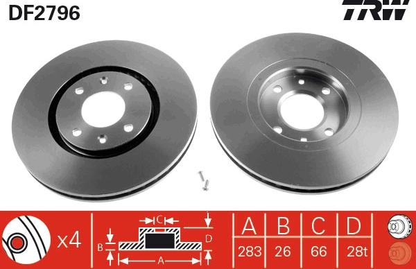 TRW DF2796 - Disque de frein cwaw.fr