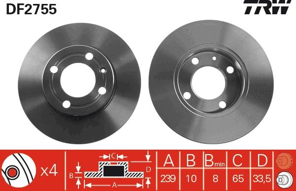 TRW DF2755 - Disque de frein cwaw.fr