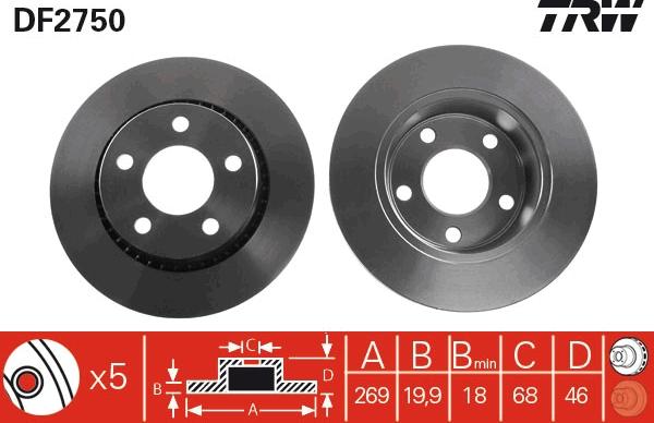 TRW DF2750 - Disque de frein cwaw.fr