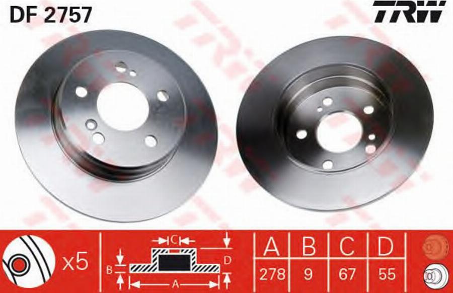 TRW DF2757BP - Disque de frein cwaw.fr