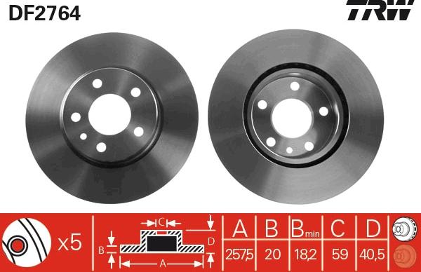 TRW DF2764 - Disque de frein cwaw.fr