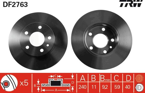 TRW DF2763 - Disque de frein cwaw.fr