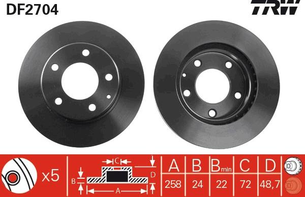 TRW DF2704 - Disque de frein cwaw.fr