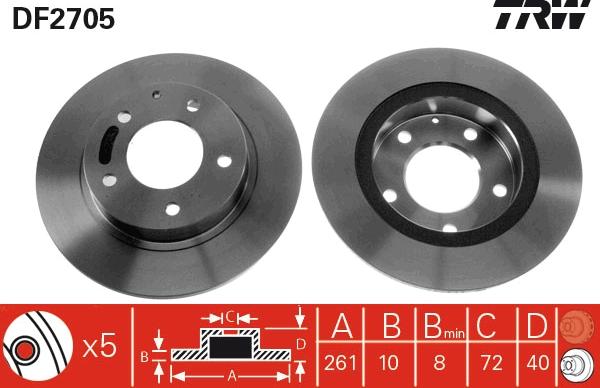 TRW DF2705 - Disque de frein cwaw.fr