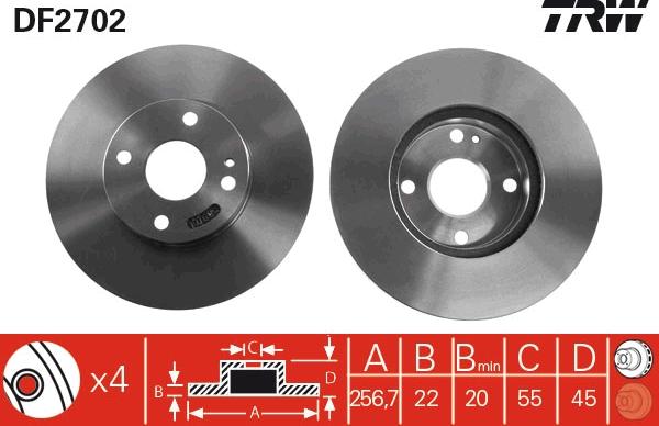 TRW DF2702 - Disque de frein cwaw.fr