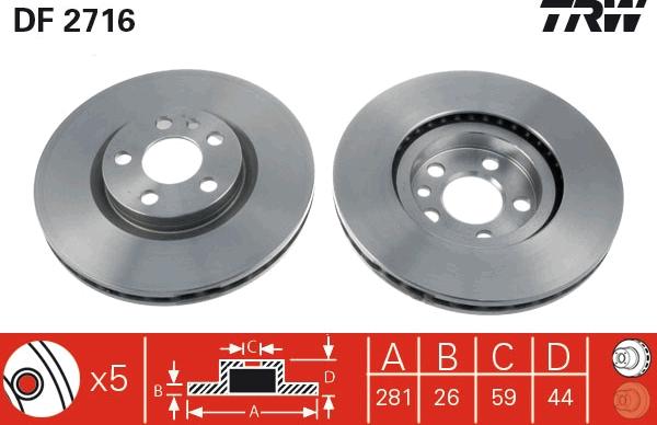 TRW DF2716 - Disque de frein cwaw.fr