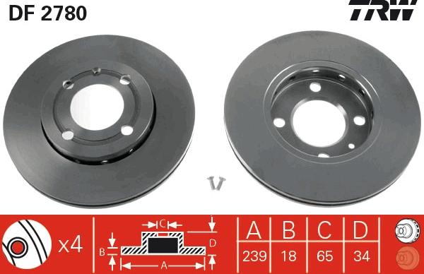 TRW DF2780 - Disque de frein cwaw.fr