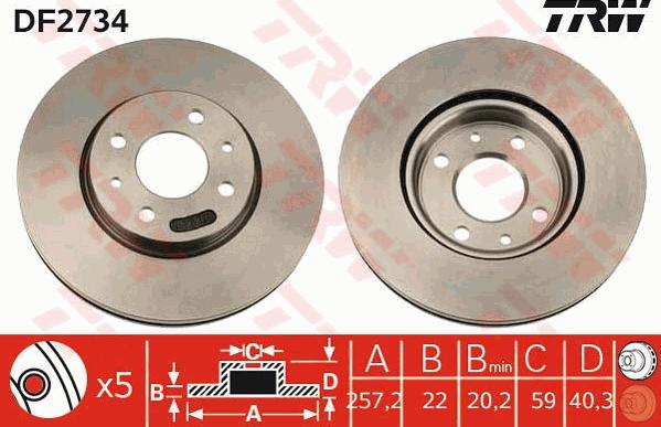 TRW DF2734 - Disque de frein cwaw.fr