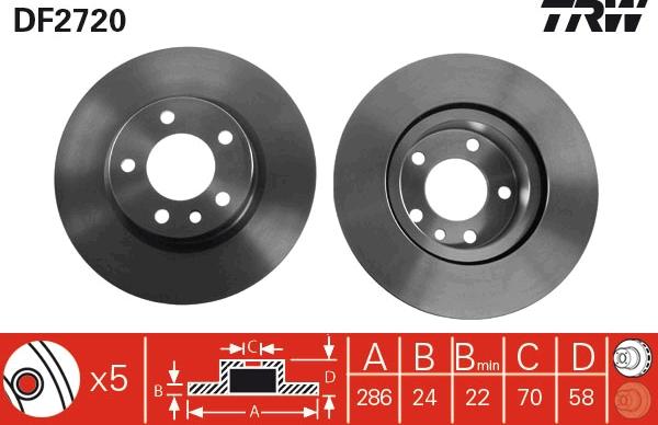 TRW DF2720 - Disque de frein cwaw.fr