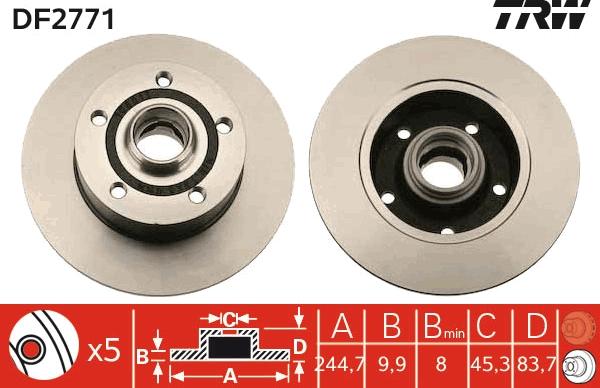 TRW DF2771 - Disque de frein cwaw.fr