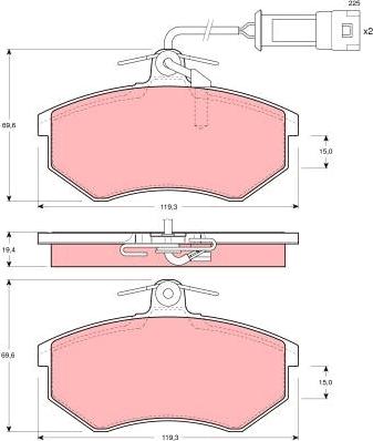 TRW GDB404 - Kit de plaquettes de frein, frein à disque cwaw.fr