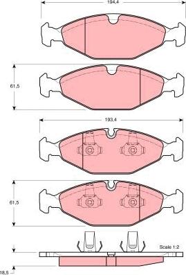 TRW GDB1400 - Kit de plaquettes de frein, frein à disque cwaw.fr