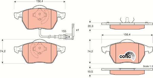 TRW GDB1403 - Kit de plaquettes de frein, frein à disque cwaw.fr