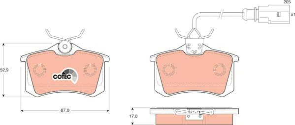 TRW GDB1415 - Kit de plaquettes de frein, frein à disque cwaw.fr