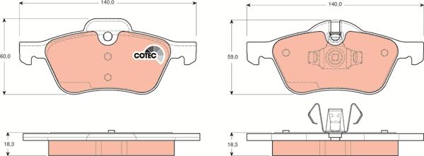 TRW GDB1476 - Kit de plaquettes de frein, frein à disque cwaw.fr