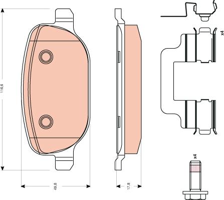 TRW GDB1650 - Kit de plaquettes de frein, frein à disque cwaw.fr