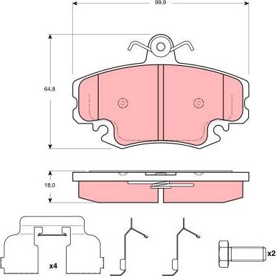 TRW GDB1635 - Kit de plaquettes de frein, frein à disque cwaw.fr