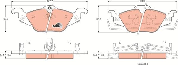 TRW GDB1351 - Kit de plaquettes de frein, frein à disque cwaw.fr