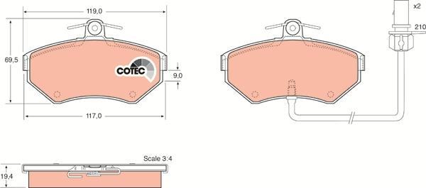 TRW GDB1366 - Kit de plaquettes de frein, frein à disque cwaw.fr