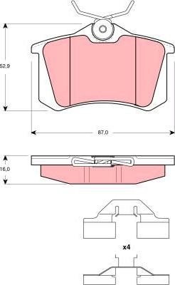 TRW GDB1360 - Kit de plaquettes de frein, frein à disque cwaw.fr