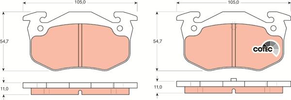 TRW GDB1305 - Kit de plaquettes de frein, frein à disque cwaw.fr