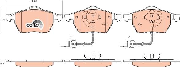 TRW GDB1307 - Kit de plaquettes de frein, frein à disque cwaw.fr