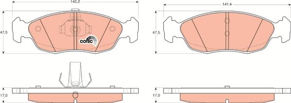 TRW GDB1322 - Kit de plaquettes de frein, frein à disque cwaw.fr