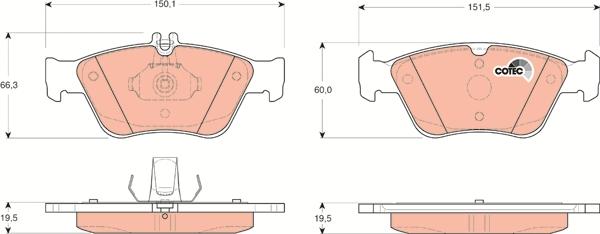 TRW GDB1205 - Kit de plaquettes de frein, frein à disque cwaw.fr